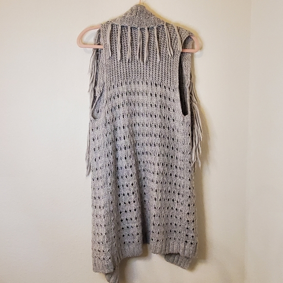 Fringe Knitted Sweater Vest Alpaca Wool Blend - Size M - Picture 3 of 7